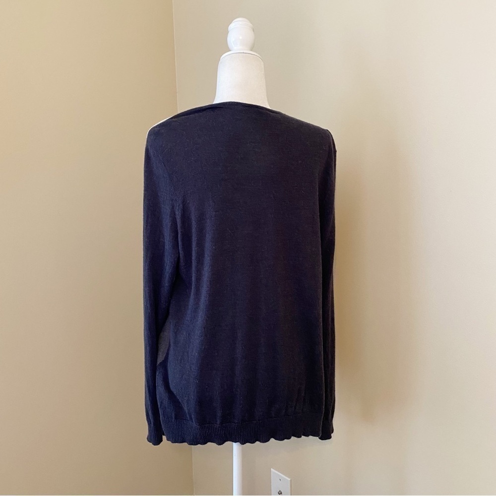 Pendleton 100% Wool Argyle Gray Button Front Card… - image 3